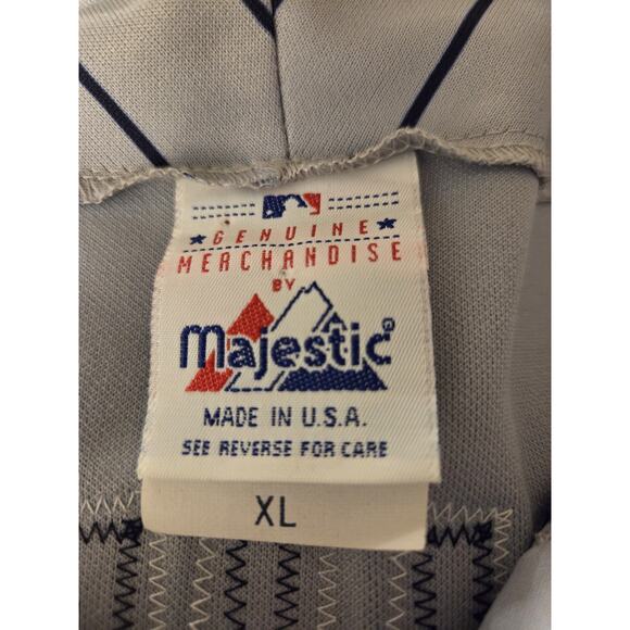 Anaheim Angels Jersey Mens XL MLB Majestic Pinstripe Vtg 90s #18 J Duffy USA - Picture 5 of 11